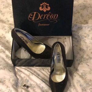 Dereon black sparkle high heels